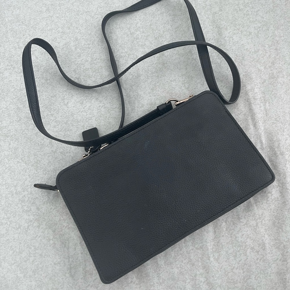 Coach Black Leather Crossbody Wallet Bag - Picture 3 of 6